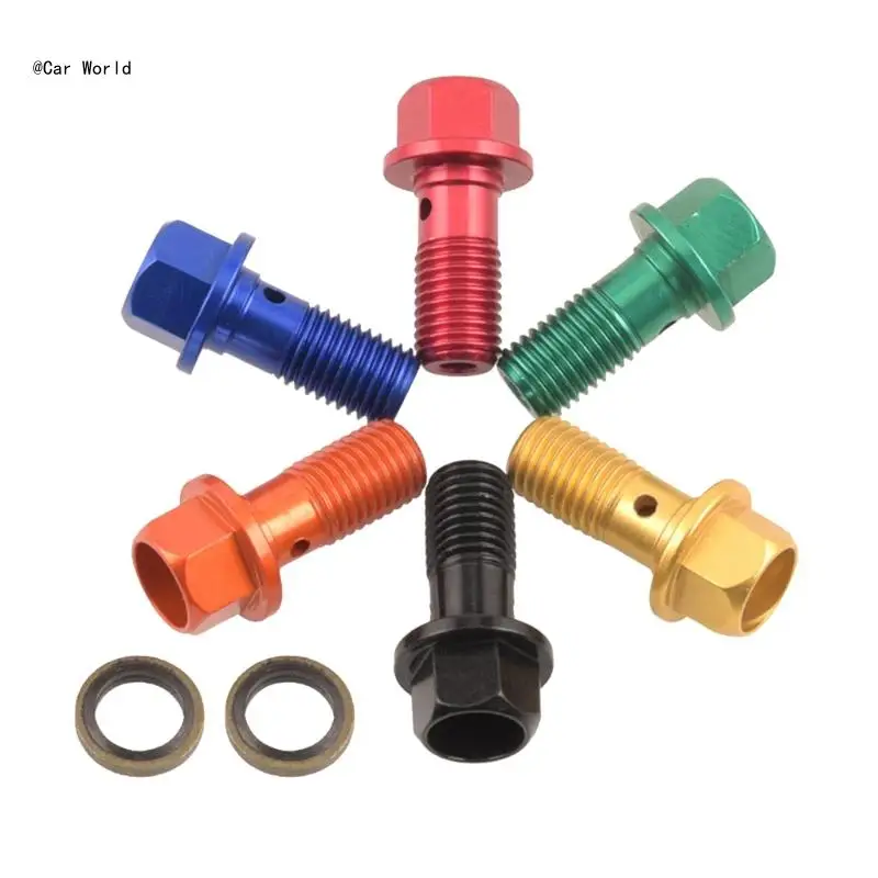 

6XDB Aluminum M10x1.25 Brake Caliper Banjo Oil Drain Screw for Motorcycles