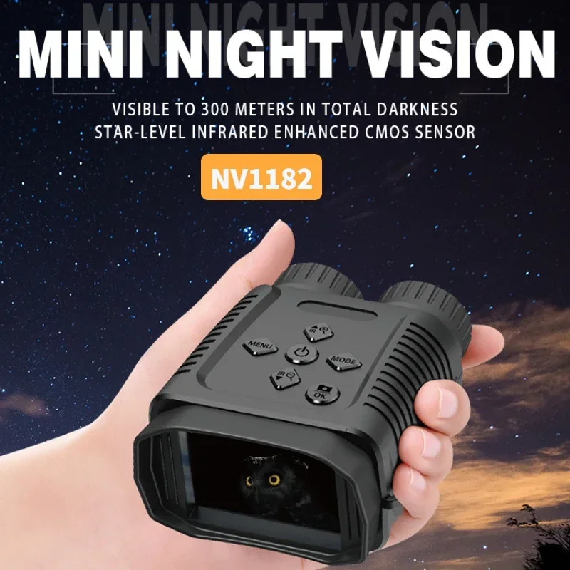 NV1182 MINI Night Vision Goggles Device Binoculars HD With FHD Video Recording IR Telescope 4X Digital Zoom for Hunting Camping 8x zoom nv1182 night vision goggles binoculars with fhd video recording binoculars 300m dark video photo ir hunting camera