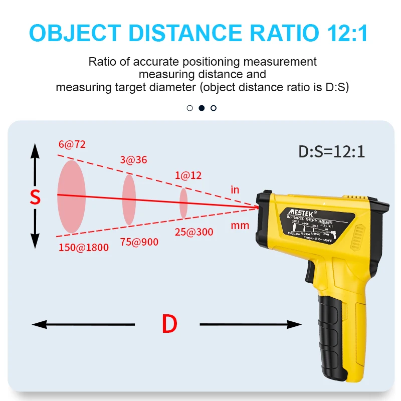 Infrared Thermometer Mestek Non-contact K-type -50~800&deg;C Forge Furnace IR Industrial Laser High Temperature