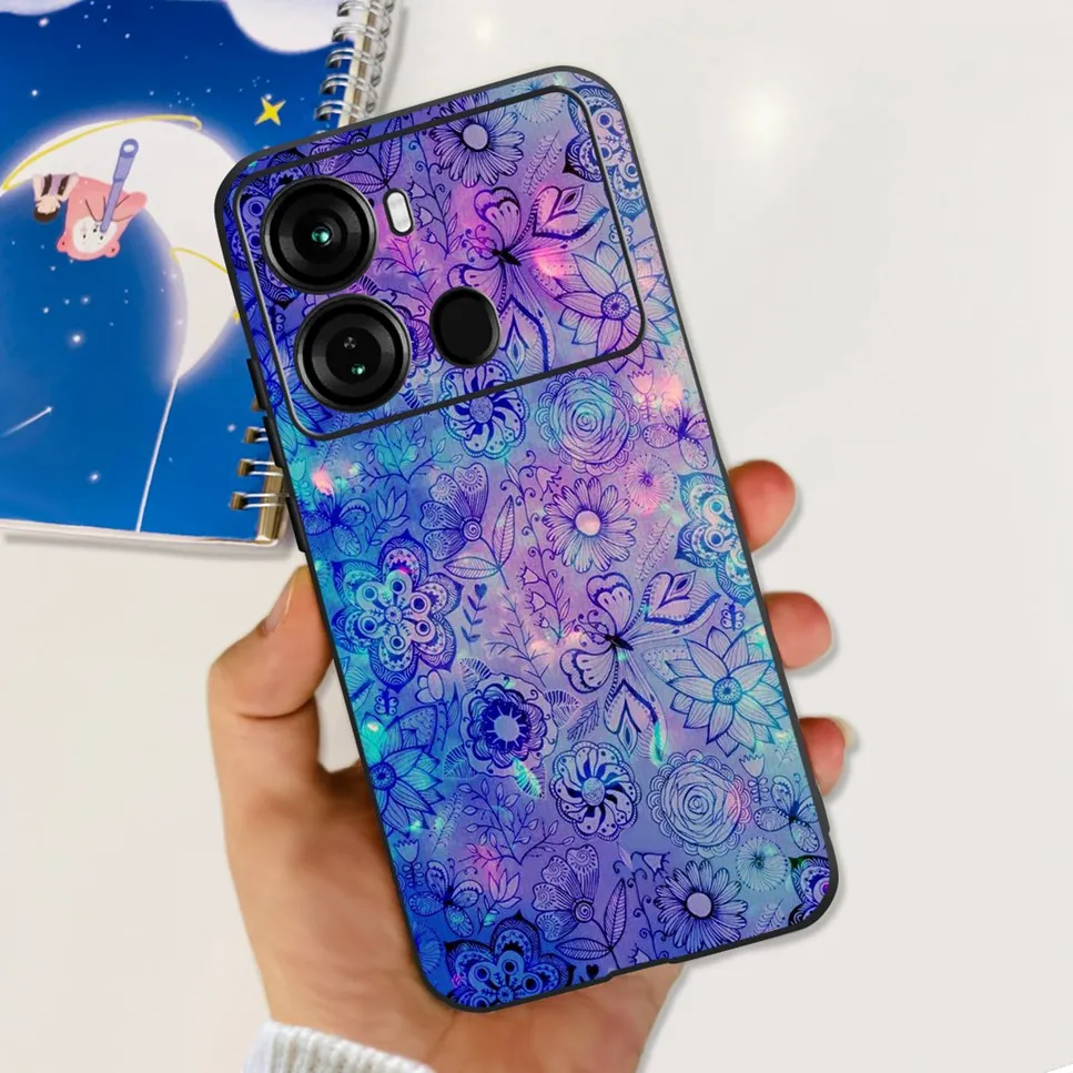 Lovely Astronaut Soft Silicone TPU Black Phone Cover, 6.6