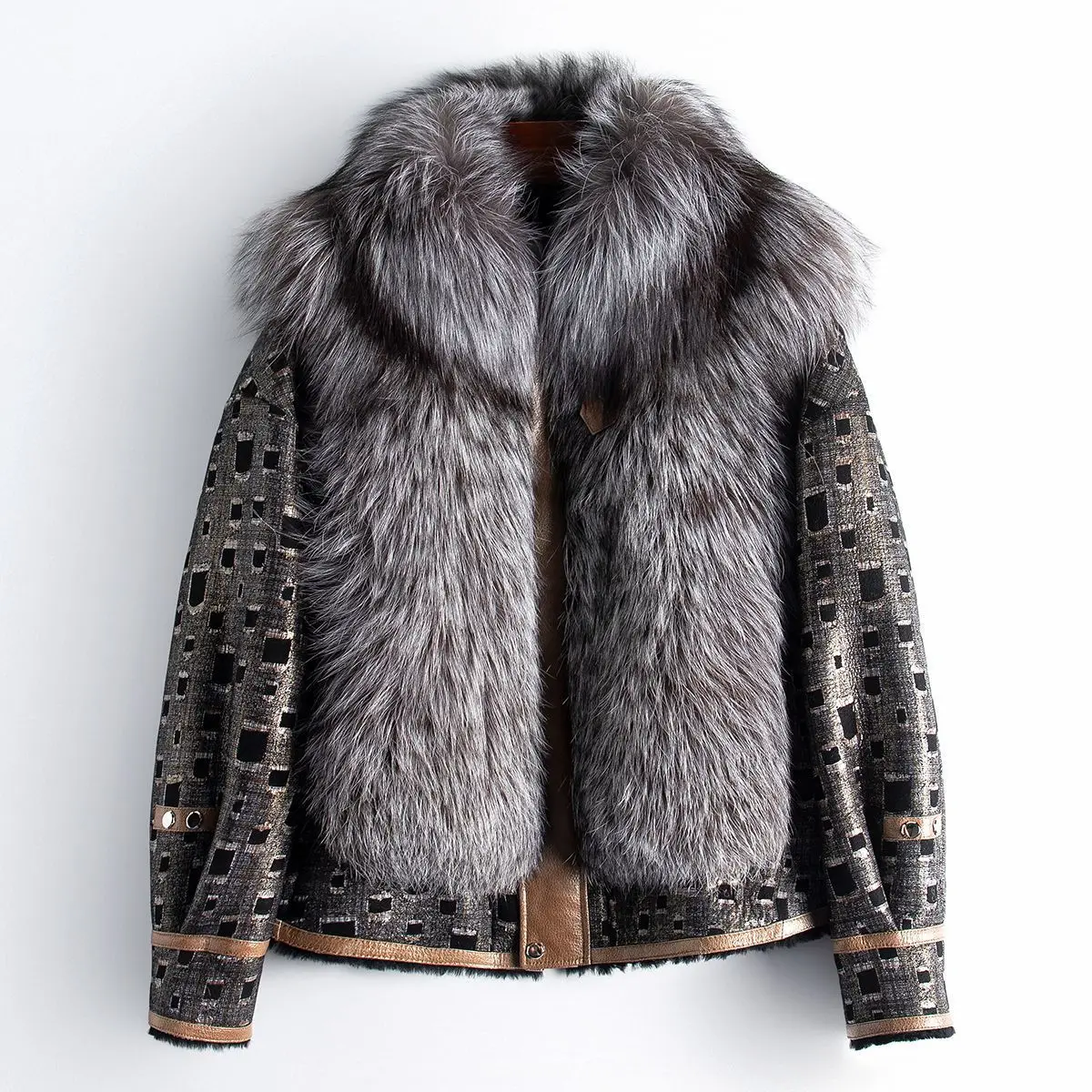 

A Small Amount of Clothing Autumn New Sheep Fur Integrated Fashion Short Fox Fur Collar Fur Coat for Women2023