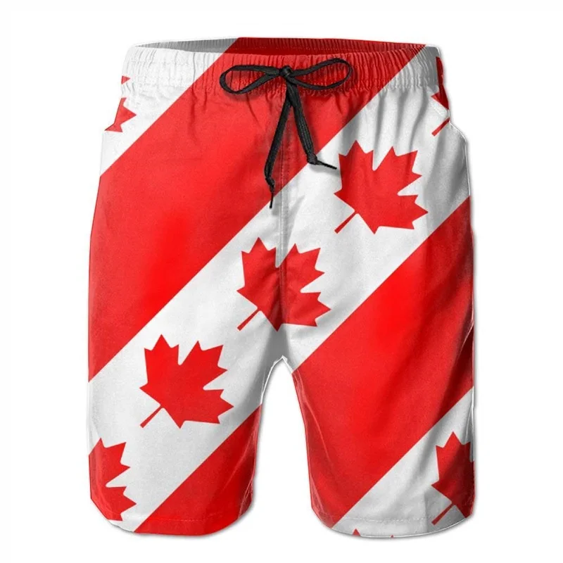 

Canada 3d Print Maple Leaf Short Pants Mens Drawstring Casual Summer Beach Shorts Cool Surf Board Shorts Sports Swimming Trunks