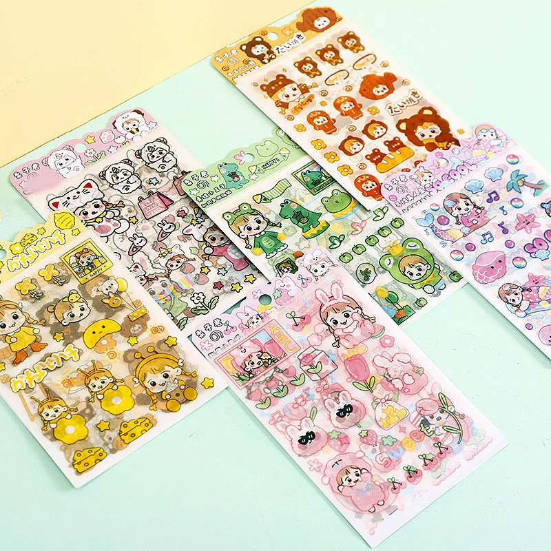 

36 pack/lot Kawaii Animal Girl Stickers Cute Decorative Stationery Sticker Scrapbooking DIY Diary Album Stick Label