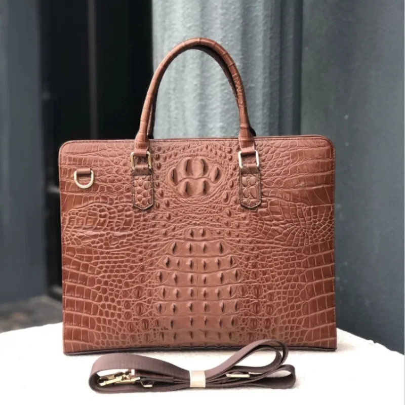 

New Alligator Laptop Bags Cow Genuine Leather Men's Briefcase Luxury Brand Male Handbags Men Messenger 14 Inch Computer Bag