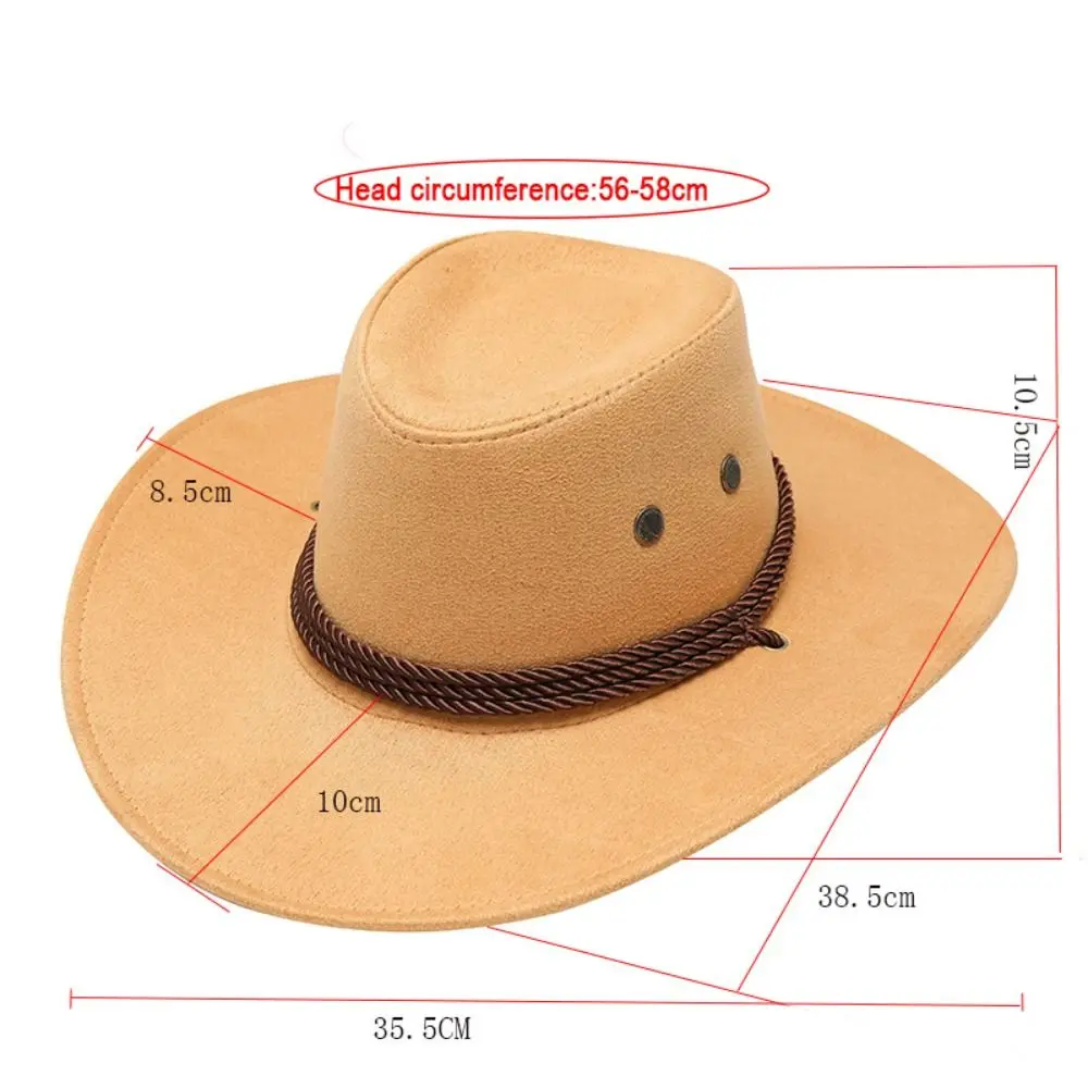 Unisex Artificial Suede Beach Cowboy Hat Solid Color Sun Protection Sun Sunscreen Cap Wide Brim Breathable Party Cosplay Hat Cap