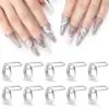 10x Fingernail Rings Halal Nail Rings Set Non Tarnish,Removable,Girl,Size Adjustable for Press on Nails Daily Wear No Glue 1