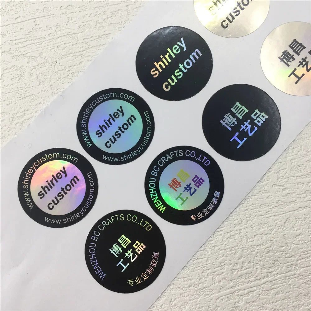 Shirley 100pcs/lot waterproof laser stickers holographic printing Packaging Labels Aesthetic Phone Laptop Decal