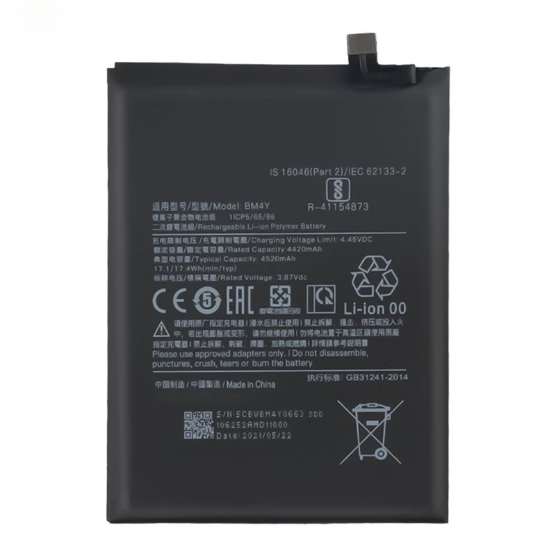 BM4Y 3.87V 4520mAh for Fits Poco F3 Redmi K40 Pro K40Pro Mobile Phone Battery w