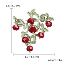  Rinhoo Red Crystal Cherry Brooch For Women Enamel Green Leaf Imitation Pearl Bee Fruits Weddings Casual Office Pins Coat Corsage 