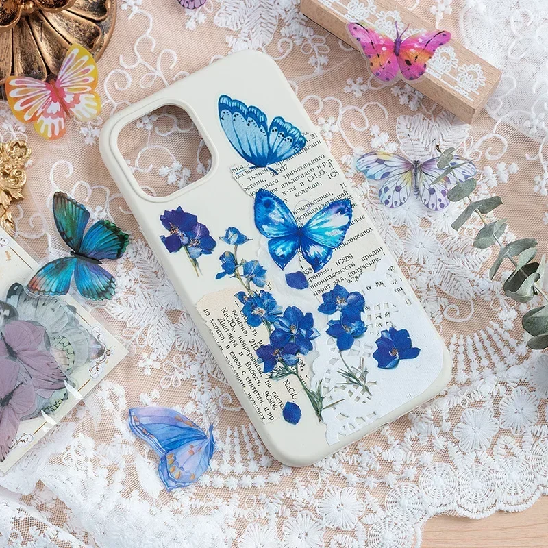 Colorful Butterfly Retro Art Handbook Scrapbook DIY Decoration Wall PET Sticker 40Pcs Album Notebook Scrapbooking Stickers handbook stickers,butterfly stickers,decorative stickers,decorative labels stickers,stationery stickers,self adhesive stickers,adhesive stickers,animal stickers,paper stickers