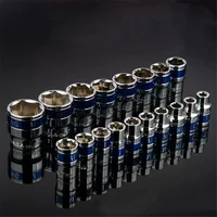 8-36mm CR-V Steel Anti-rust Treatment Ratchet Wrench Socket 1/2 Inch Blue Drive Short Hex Sockets Nut Removal 1