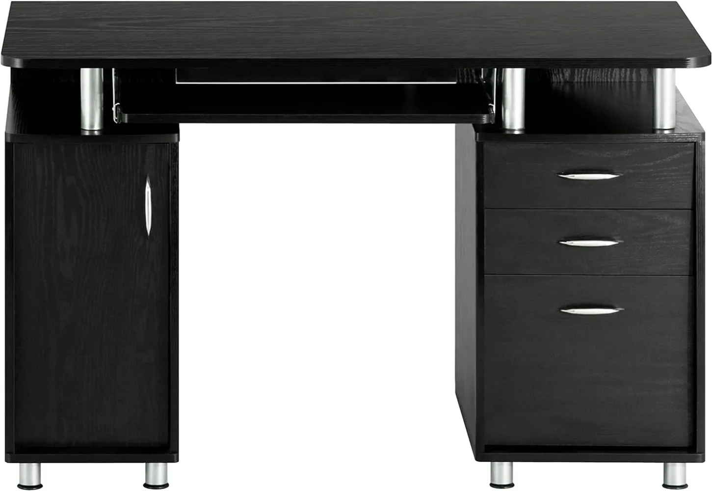47.25" Ergonomic Computer Drawers File Cabinet for Home Office Storage Espresso Writing Desk ONE Size