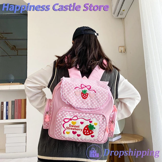 Mochila Escolar Kawaii De Gran Capacidad Para Mujer, Morral Escolar De  Dibujos Animados De Nailon, Color Rosa - Mochilas - AliExpress