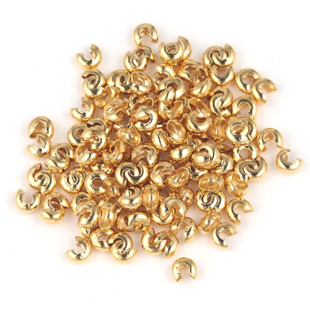 50 stücke edelstahl Abdeckungen Crimp Ende Perlen Stopper Spacer Perlen Für Schmuck, Die Entdeckungen Liefert DIY Öffnen Crimp Perlen – Detail 3