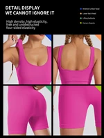 Women's sexy threaded yoga suit jumpsuit sleeveless high elasticity quick drying breathable jumpsuit shorts push up sportswear - Image 5