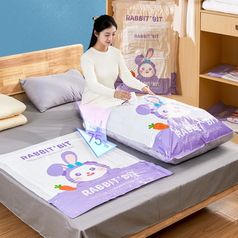 Reusable Vacuum Bag and Pump Cover for Clothes Storing Large Plastic