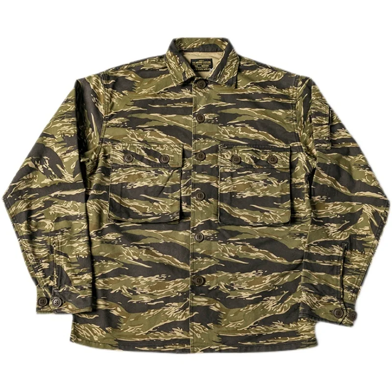 Vietnam War Tiger Stripe Camo Shirt Mens Military Camouflage Overshirt Training army Uniform Hunting Hoodies