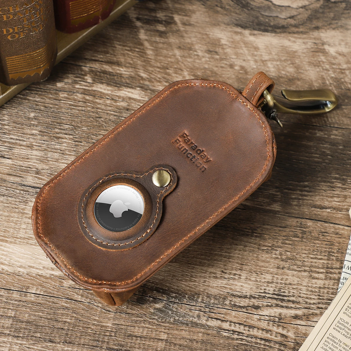 CONTACT'S Genuine Leather Faraday Car Key Pouch Signal Shielding Faraday Cage RFID Bag Key Fob Protector Car Wallets