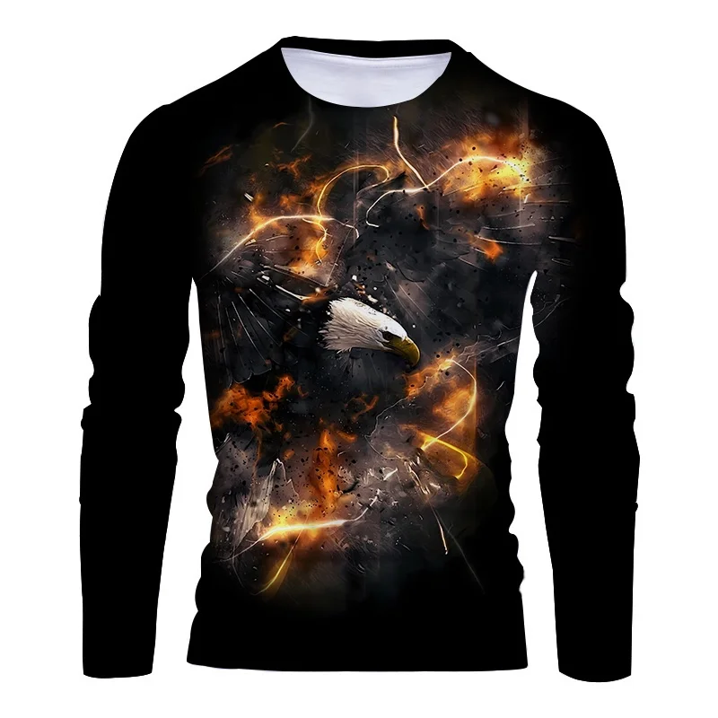 Retro Long Sleeved 3D Print Oversized T Shirt