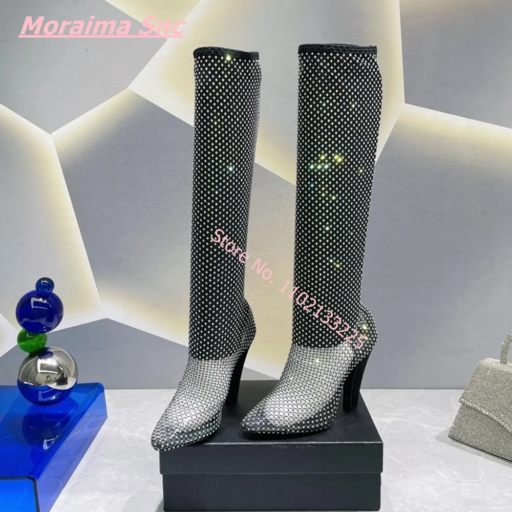 

Summer New Luxury Women Fashion Boots Hollow Crystal Sandals Free Shipping Real Picture Pointed Toe High Heel Sexy Shoes 2022