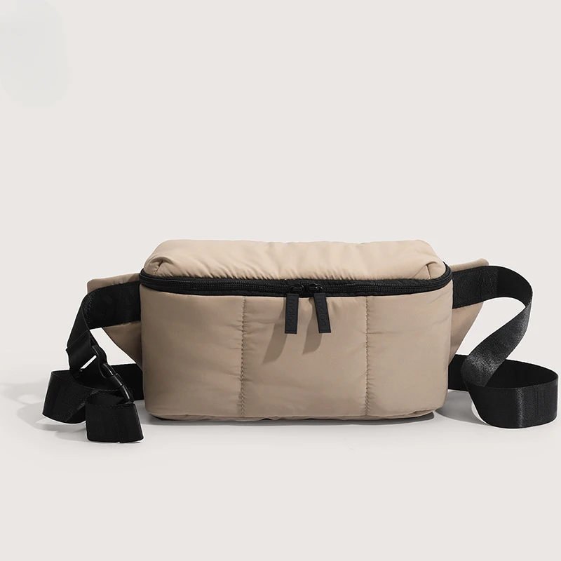 Fashionable and Luxurious Down Jacket Crossbody Bag for Men and Women Casual Waist Bag for Outdoor Sports Storage Bag