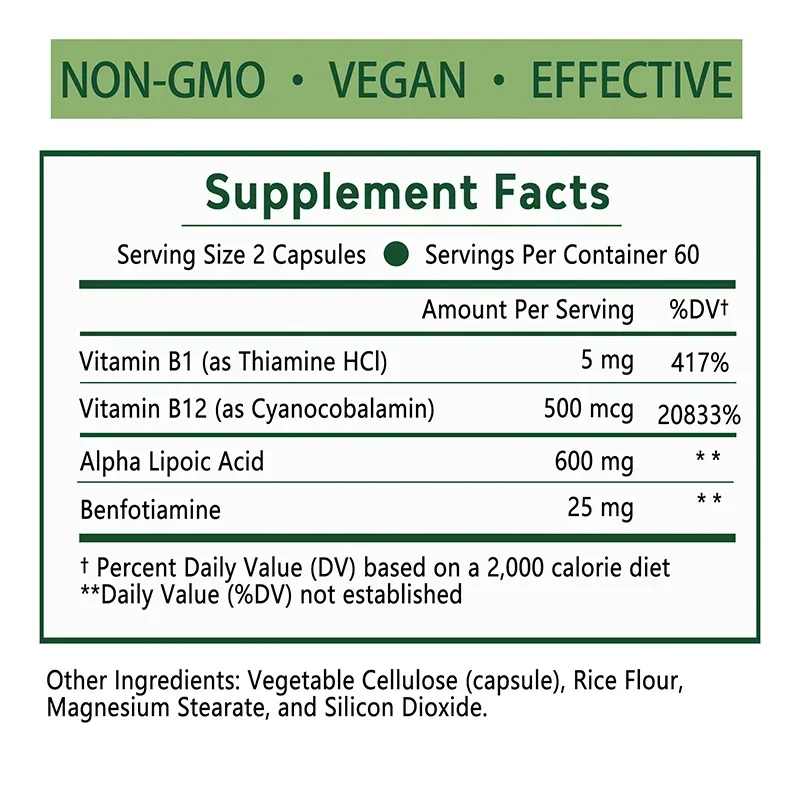 Alpha Lipoic Acid Capsules for Nerve Energy & Metabolism Support Promotes Cardiovascular Health Antioxidant