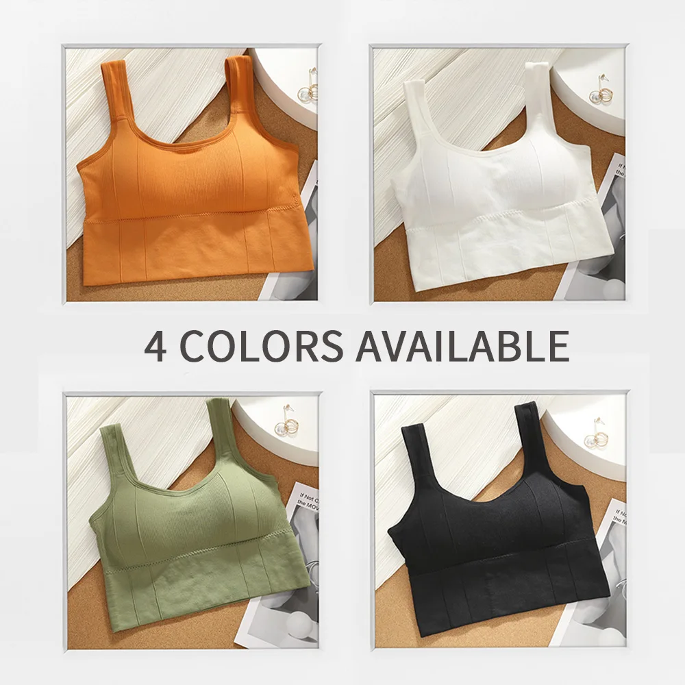 Women Crop Tops with Built in Bras Seamless Wire Free Yoga Workout