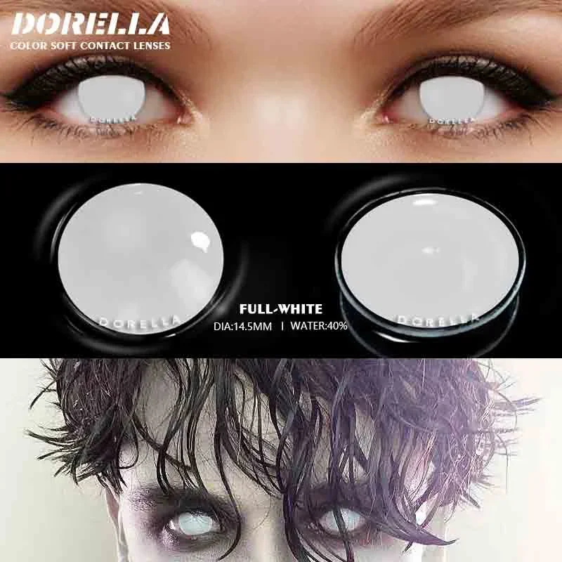 Spooky White Mesh Blind Halloween Cosplay Contact Lenses