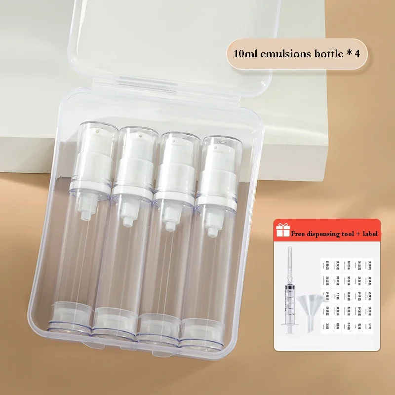 Premium Set of 5 Clear Airless Pump Bottles for Creams and Lotions - Travel-Size Refillable Containers