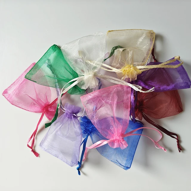 25/50/100 pièces sac cadeau en Organza pochettes à cordon multicolores pour sac de bijoux de bonbons emballage sacs cadeaux de mariage sac en Organza 4