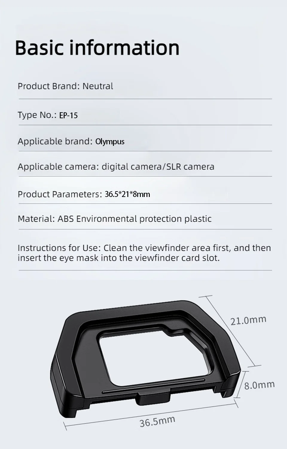 Description Picture 4 of itemEP-15 Eyecup Eyepiece Viewfinder Eye Cup Protector for Olympus E-M5 Mark II EM5 EM5II E-M10 II EM10 EM10II 2 Camera Accessories
