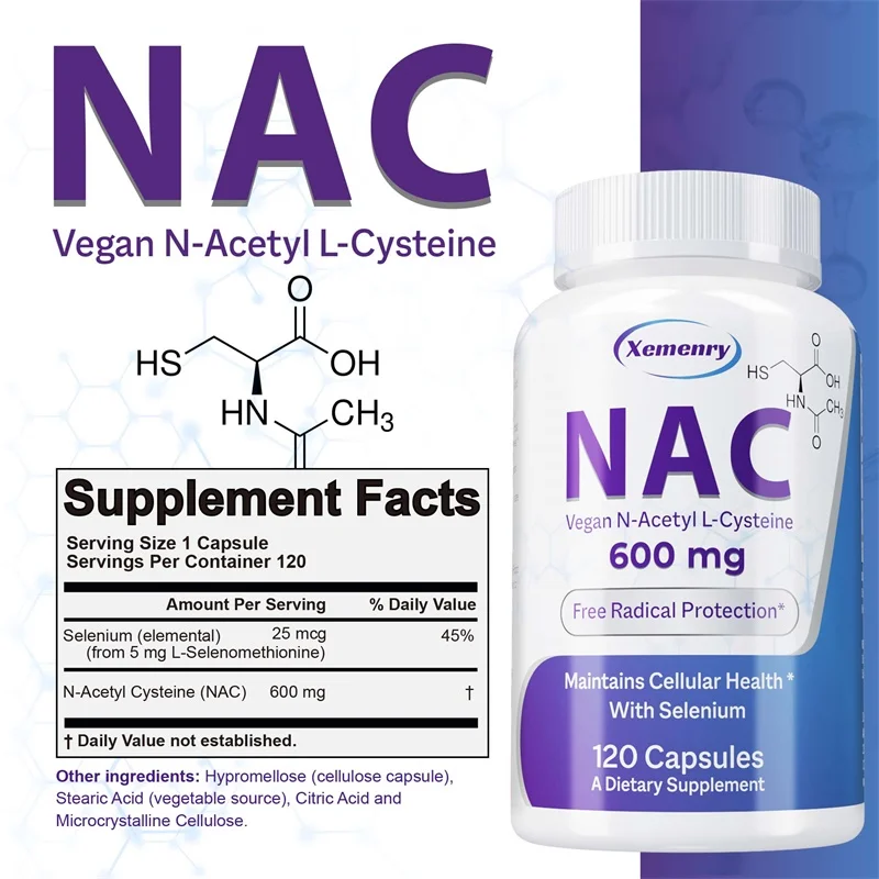 NAC Capsules 600mg-Support Skin Health, Antioxidant, Detox, Enhance Immunity-Non-GMO