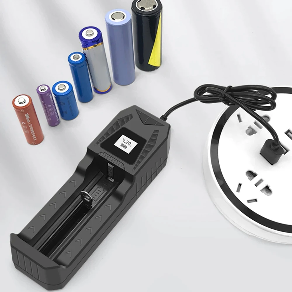 Battery Charger 1 2 4 Slot Intelligent LCD Screen 18650 4.2V Rechargeable For 1.2V NI-MH AA / AAA