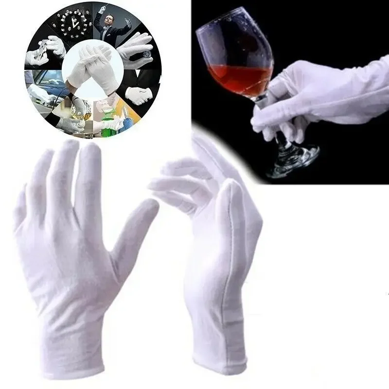 Thicken White Cotton Gloves For Dry Hands Moisturizing Eczema Inspection Work Gloves Washable Stretchable Cloth 1Pair cotton gloves cotton work gloves