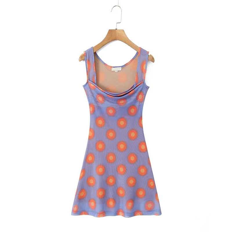 

Женское винтажное Сетчатое платье в горошек, без рукавов