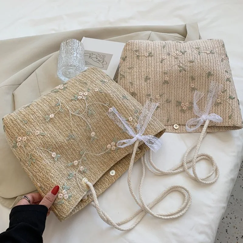 S23e973f0f39f47aaa2899e481d2d0746D Fashion Woven Handbags For Women All-Match Women's Bag Portable Bucket Bag Luxury Designer Handbag Summer Picnic Bags Mallzona