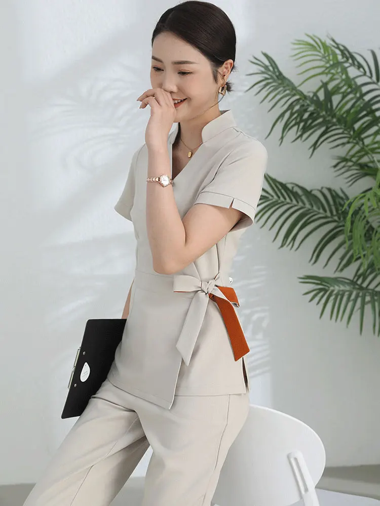 Beauty Salon Beautician Work Clothes Female Health Center Club Work Suit beauty salon beautician work clothes girl clothes apron fashion nail waitress sleeveless skirt female supermarket apron