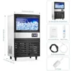 Commercial Ice Maker Machine 150LBS/24H Ice Machine with 30LBS Bin Drain Pump Water Filter and Scoop Blue Light 20" Premium 6