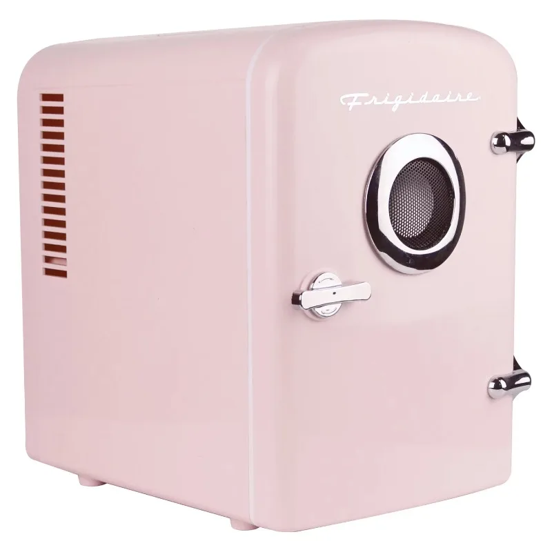 

door mini fridges Portable Retro 6-can Mini Cooler, EFMIS151, Built-in Bluetooth(R) Speaker, Pink