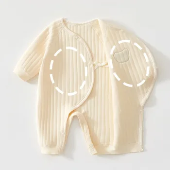 AYNIGIELL الخريف الوليد طفلة فراشة الملابس 0-6 أشهر لطيف الطفل بذلة سميكة ودافئة بيبي بوي بذلة 5