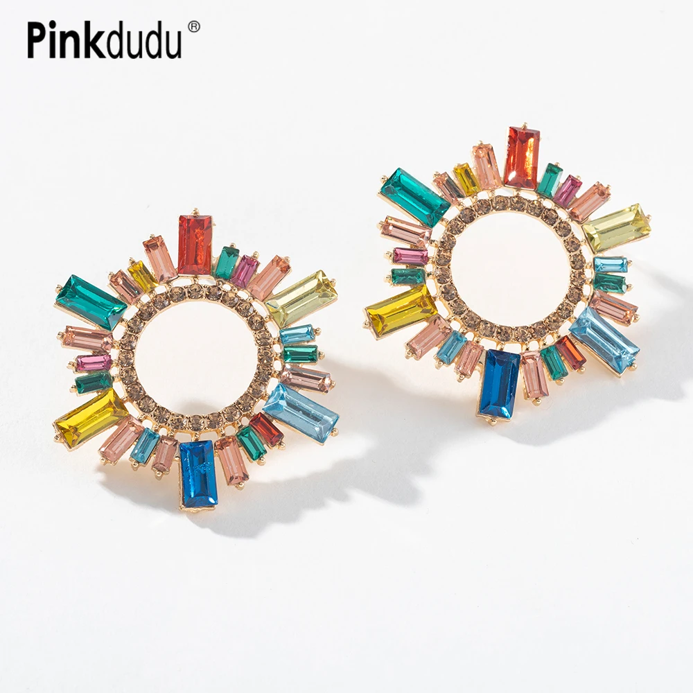 

Pinkdudu 6 Colors Sunflower Stud Earrings Romantic Personality Candy Color Geometric Earring for Women Jewelry Gifts PD860