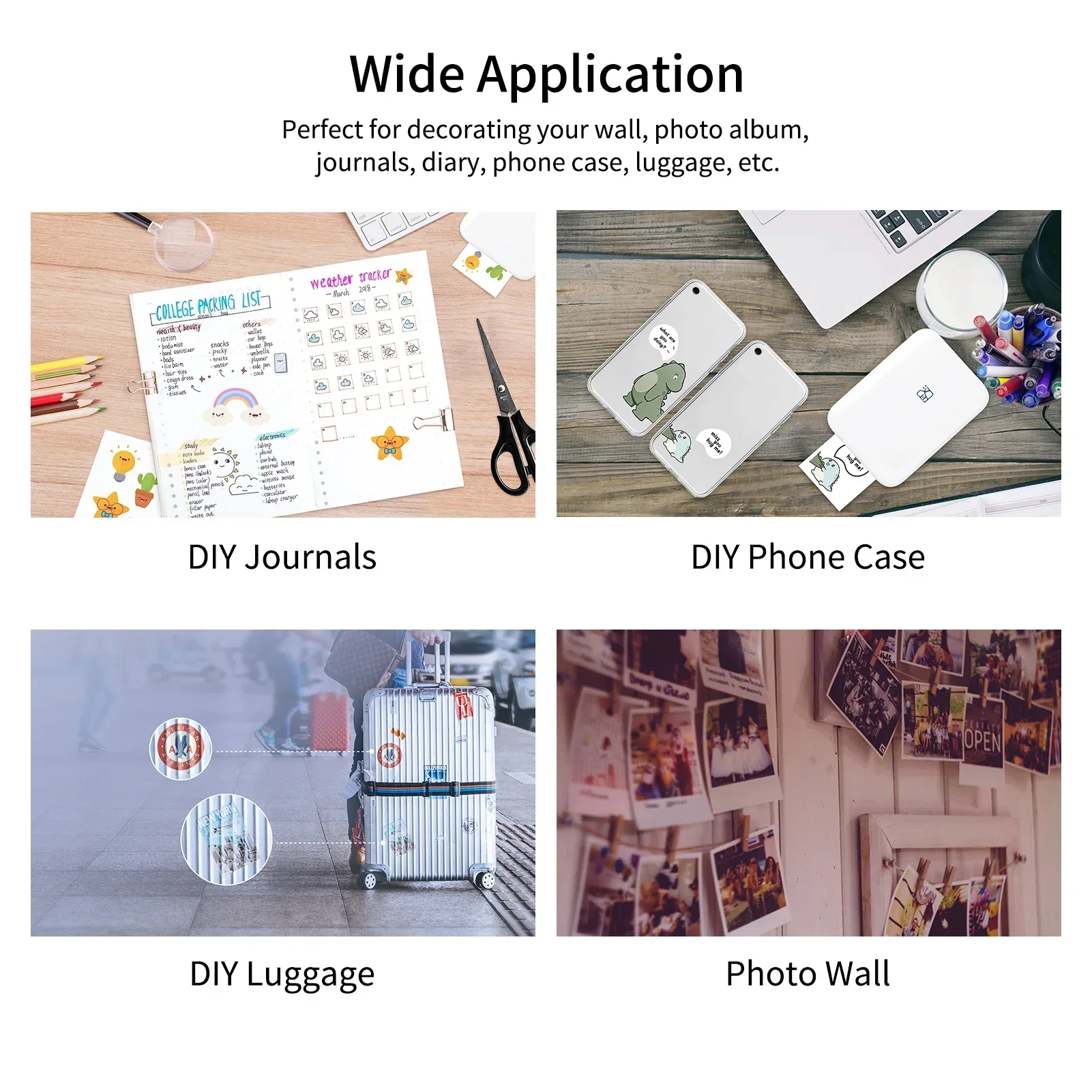 GlowMartHPRT Portable Z1 Dye Sublimation Photo Printer 300dpi Mini Small DIY Share with 20 Sheets of Photo Paper