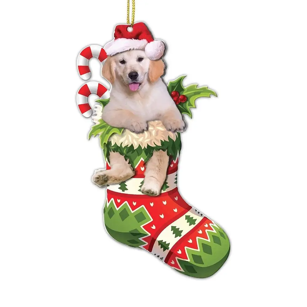 thumbnail image 1 of 2D Christmas Dog Hanging Ornaments Cartoon Decorative Xmas Tree Dog Charms Dog/Cat Shape Acrylic Puppy Acrylic Pendant, 1 of 5