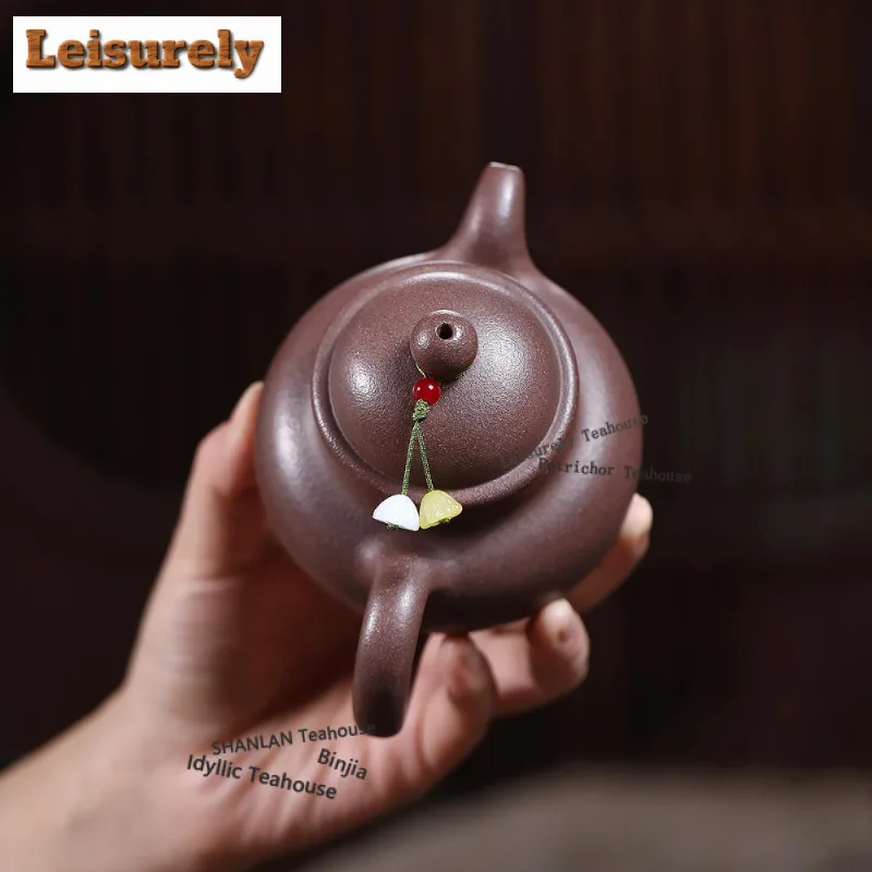210ml Creative Yixing Purple Clay Teapots Handmade Duōqíu Pot Raw Ore Peach Blossom Mud Tea Maker Kettle Zisha Tea Set Cafes