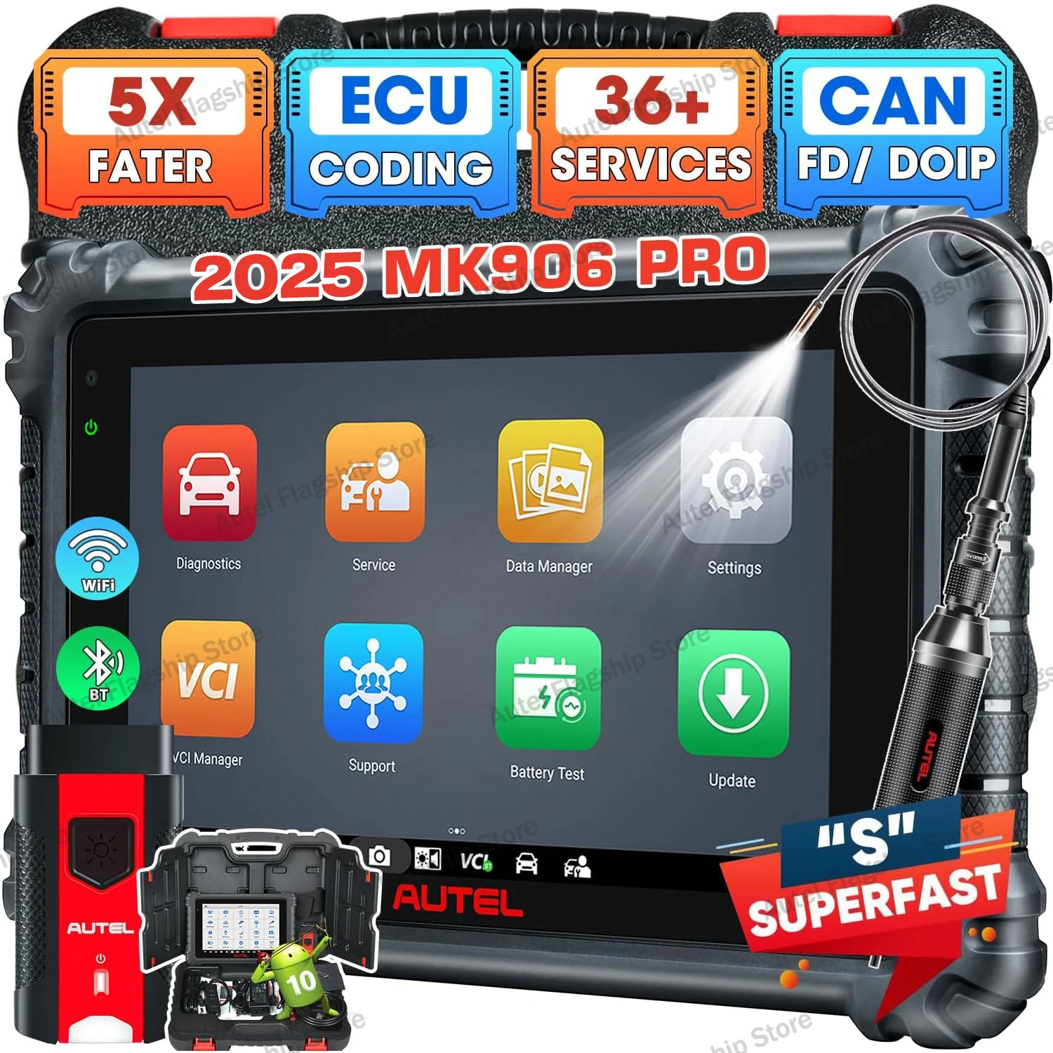 Autel-車の診断ツールmaxicom mk906 pro,高度なecuコーディング