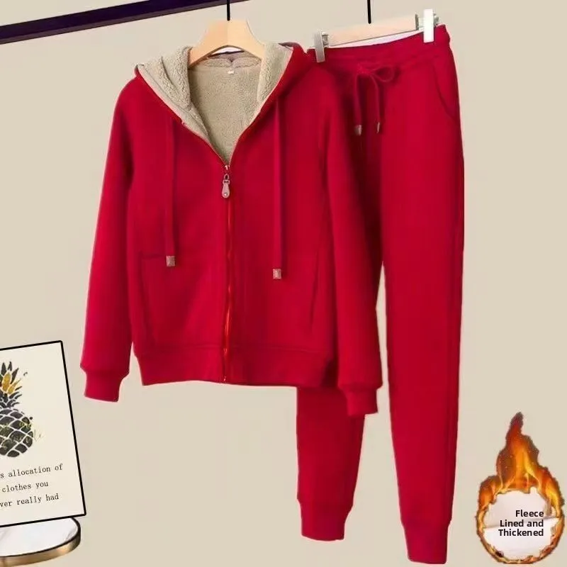 طقم رياضي نسائي شتوي مبطن صوف