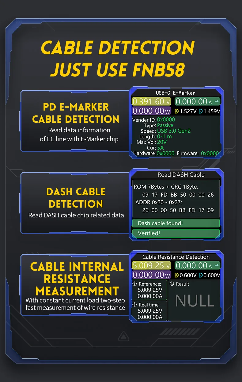 FNB58 USB Tester Voltmeter Ammeter TYPE-C Fast Charge Detection Trigger Capacity