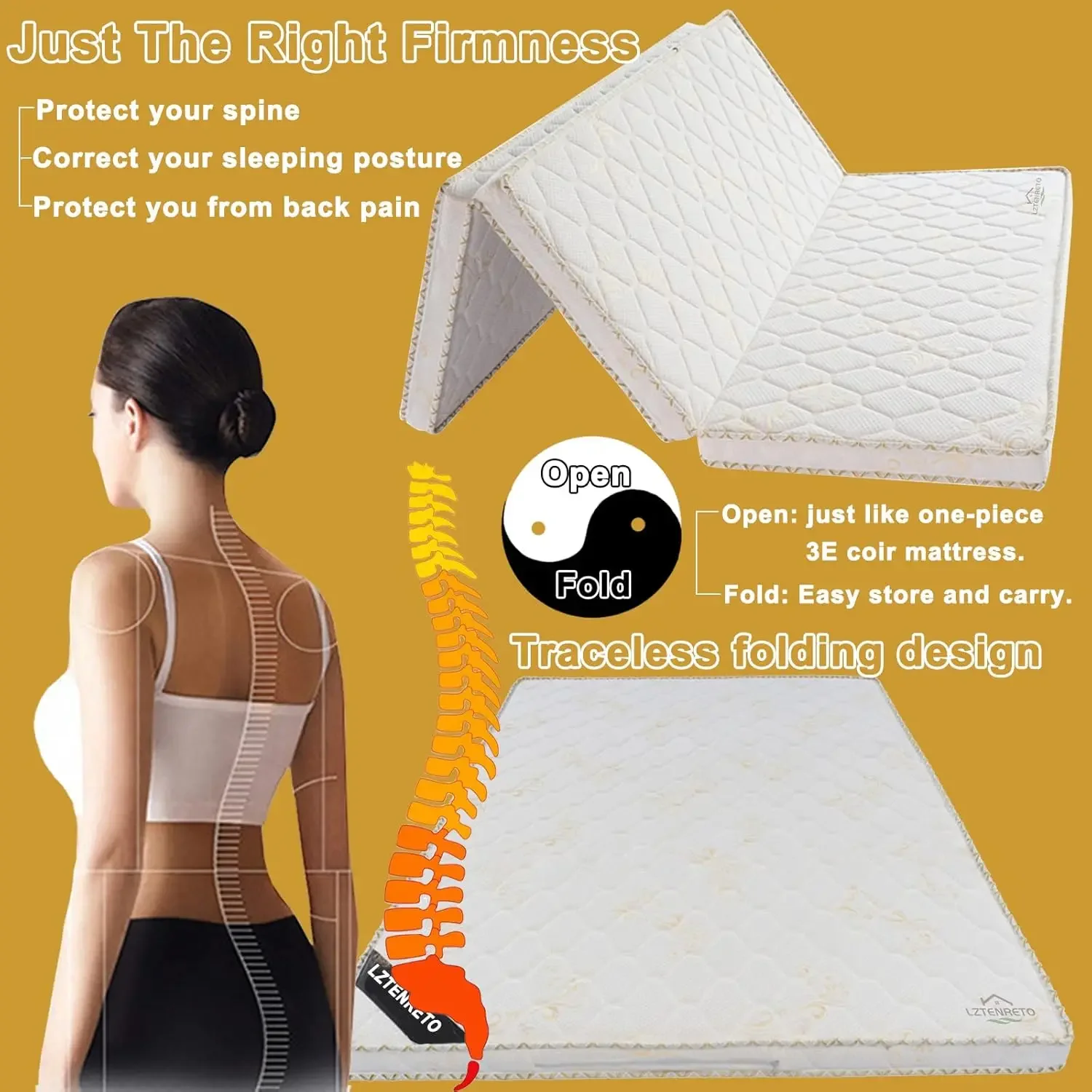 Firm Coir Mattress, 3E Coconut Coir Mattress Pad, Quiet Coconut Palm Mattress 2