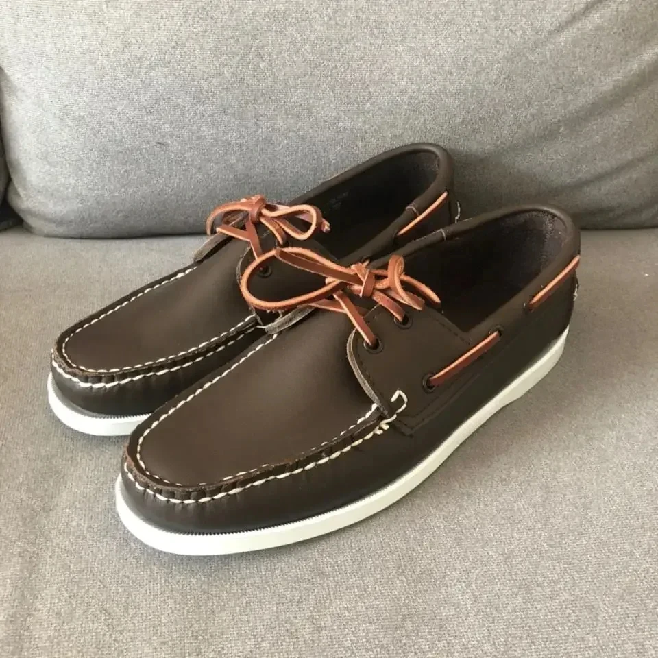 Handmade Genuine Leather leather shoes men loafers Classic Docksides Boat Shoes Mocassins Mens Casual Loafer Board