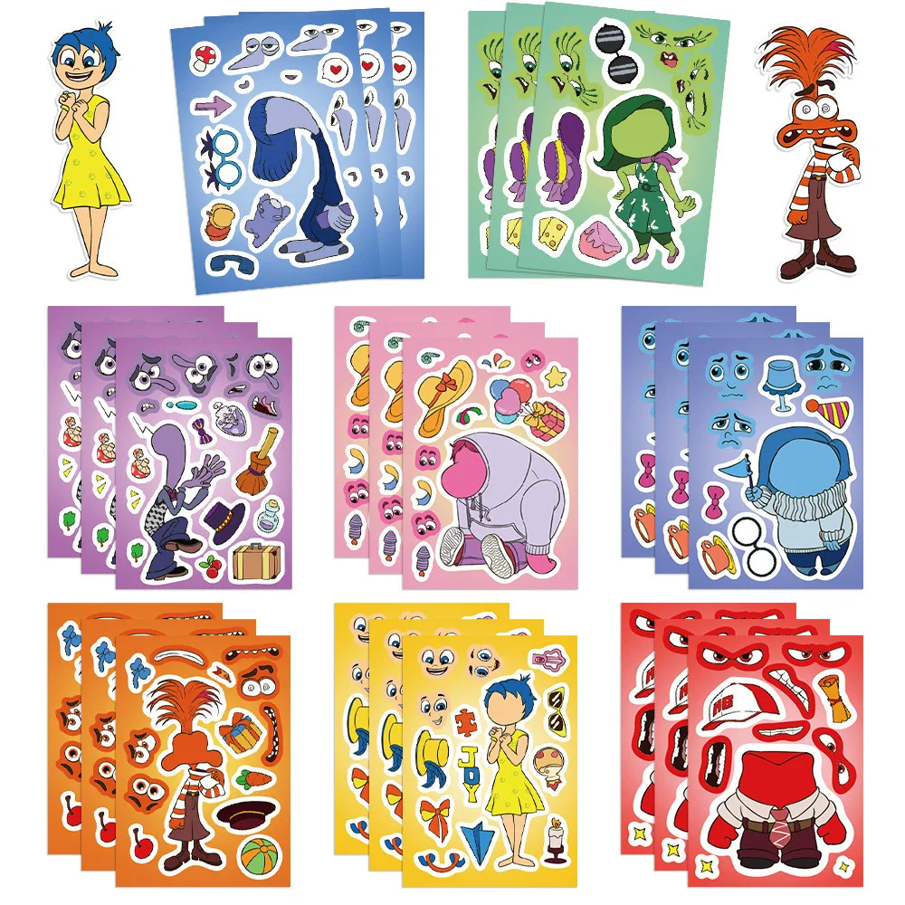 8 Stück Cartoon Inside Out Graffiti-Aufkleber – wasserfeste DIY-Dekoration für Handyhülle, Tablet und Skateboard, RecordingYourLife Store